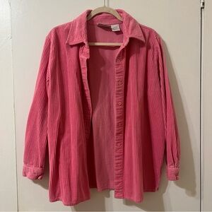 Hot pink corduroy button up shirt